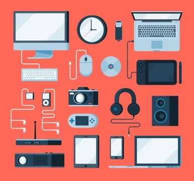 Set of vector various devices Stock Illustration