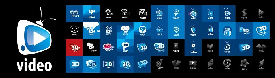 A set of vector Video logos on different colored backgrounds Stockillustratie