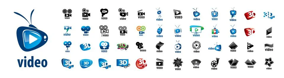A set of vector Video logos on a white background Stockillustratie
