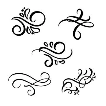 Set of vector vintage line elegant dividers and separators, swirl and corner 스톡 일러스트