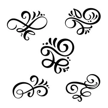 Set of vector vintage line elegant dividers and separators, swirl and corner イラスト素材