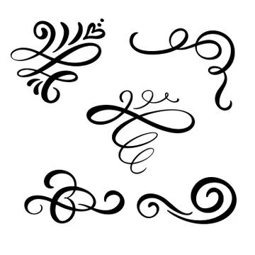 Set of vector vintage line elegant dividers and separators, swirl and corner イラスト素材