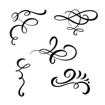 Set of vector vintage line elegant dividers and separators, swirl and corner イラスト素材