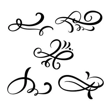 Set of vector vintage line elegant dividers and separators, swirl and corner イラスト素材