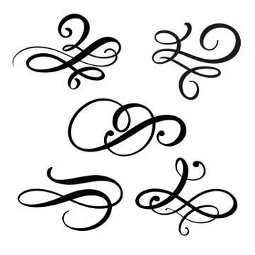 Set of vector vintage line elegant dividers and separators, swirl and corner イラスト素材