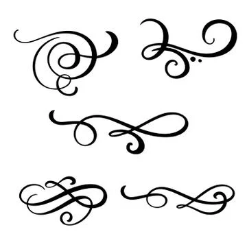 Set of vector vintage line elegant dividers and separators, swirl and corner イラスト素材