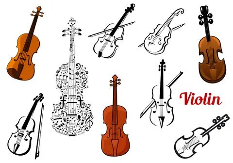 Set of vector violin icons Stock Illustration
