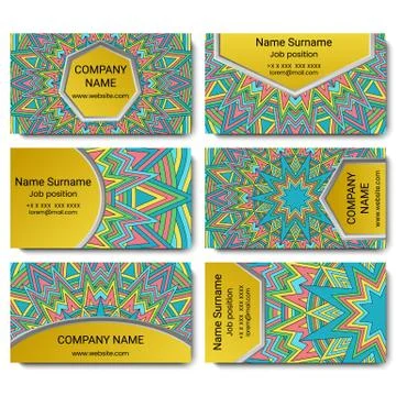 Set of vector visiting card with mandala Stock Illustration