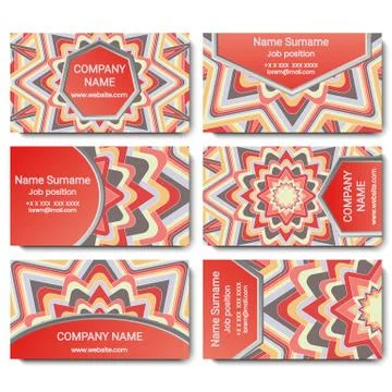 Set of vector visiting card with mandala Stock Illustration