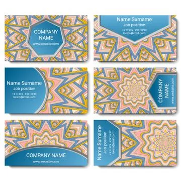 Set of vector visiting card with mandala Stock Illustration