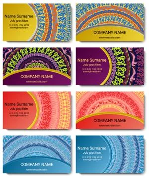 Set of vector visiting card with mandala Stock Illustration