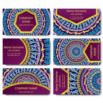 Set of vector visiting card with mandala Stock Illustration