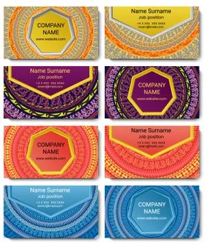 Set of vector visiting card with mandala Stock Illustration