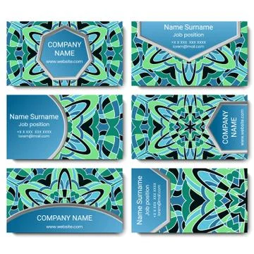 Set of vector visiting card with mandala Stock Illustration