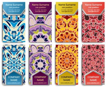 Set of vector visiting card with mandala Illustrazione stock