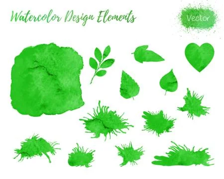 Set of vector watercolor design elements. 스톡 일러스트