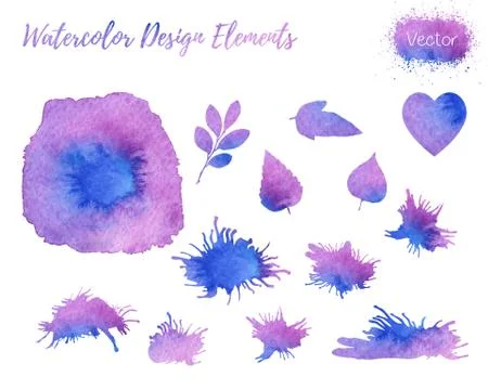 Set of vector watercolor design elements. イラスト素材