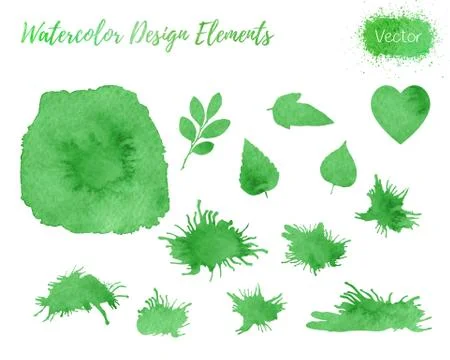Set of vector watercolor design elements. 库存插图