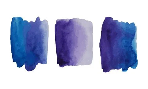 Set of vector watercolor splash texture background isolated. Hand drawn blo.. Stock Illustration