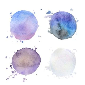 Set of vector watercolor splashes on white background Stockillustratie