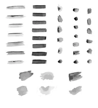 Set of vector watercolor strokes and blots Stock Illustration