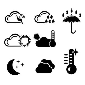 A set of vector weather forecast icons. Stock Illustration