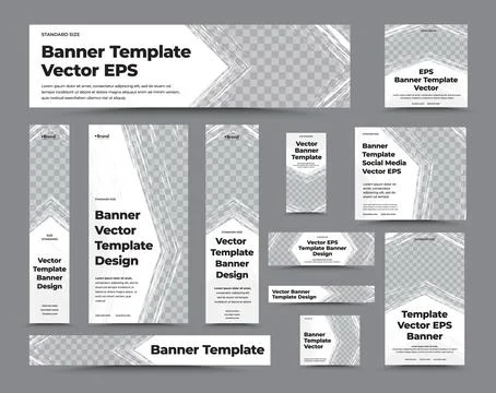 Set of vector web banners with photo space and arrow grunge elements. イラスト素材