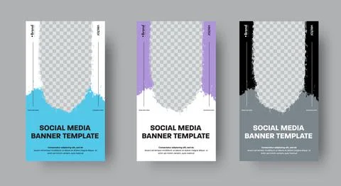 Set of vector web banners for stories with grunge elements. Stock Illustration