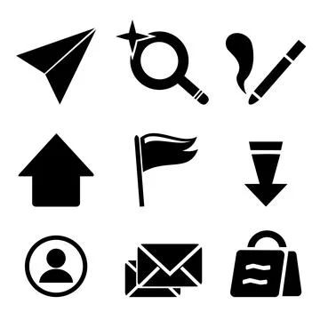 A set of vector web icons in black Stock Illustration