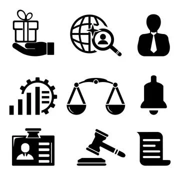 A set of vector web icons in black Stock Illustration