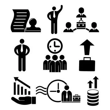 A set of vector web icons from business, teamwork, finance and strategy. People. Stock Illustration