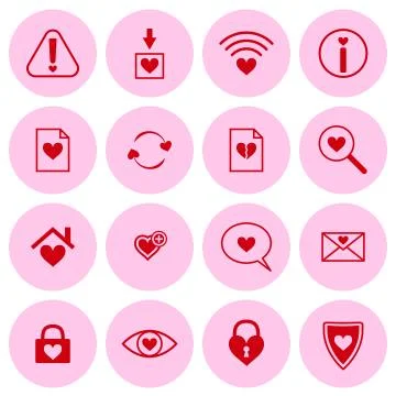 Set of vector web icons with heart symbols Stock Illustration