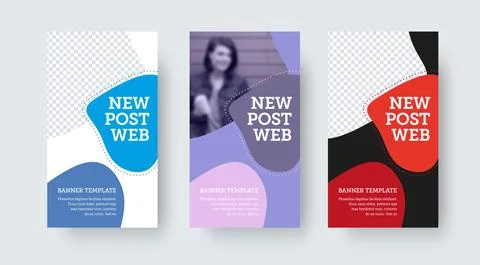 Set of vector web post with colorful abstract design, creative stories for so Stock Illustration