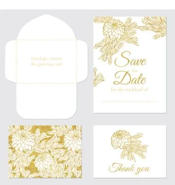 Set of vector wedding greeting cards Stock Illustration