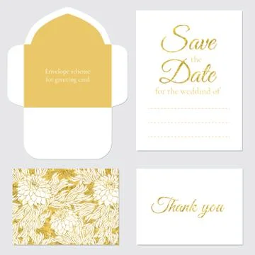 Set of vector wedding greeting cards Stock Illustration