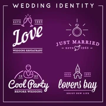 Set of Vector Wedding Love Elements Merry Me Illustration can be used as Logo Stockillustratie