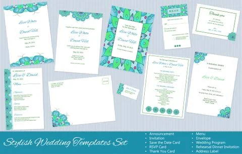 Set of Vector Wedding Templates Stock Illustration
