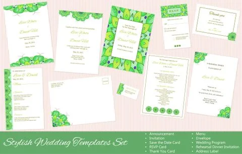 Set of Vector Wedding Templates Stock Illustration