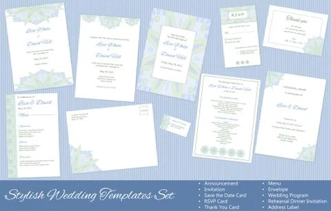 Set of Vector Wedding Templates Stock Illustration