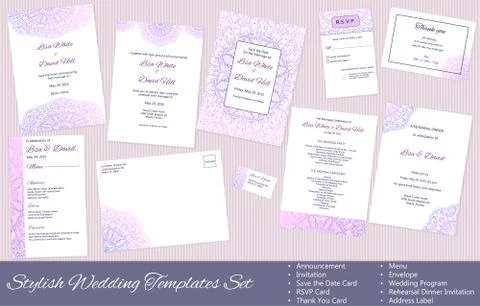 Set of Vector Wedding Templates Stock Illustration