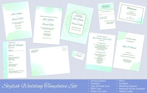 Set of Vector Wedding Templates Stock Illustration