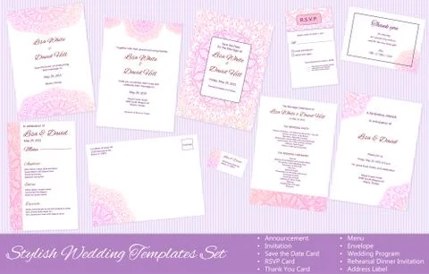 Set of Vector Wedding Templates Stock Illustration