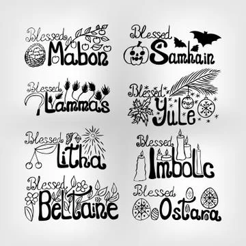 Set of vector wheel of time lettering Stock Illustration