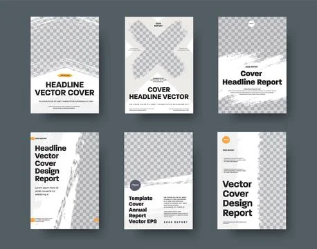 Set of vector white covers with different grunge elements for photo Stock Illustration