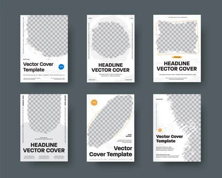 Set of vector white covers with grunge elements for photo. Stock Illustration