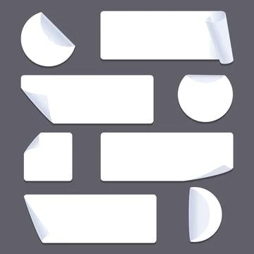 Set of vector white paper stickers  Stock Illustration
