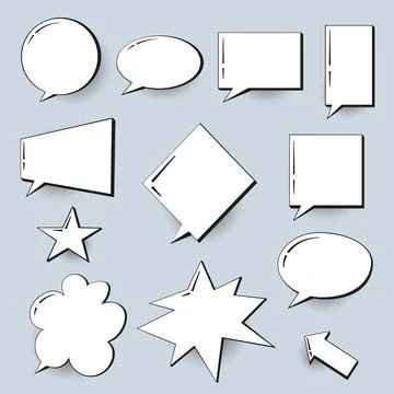 Set of vector white speech bubbles for quotes with flat shadow. 스톡 일러스트