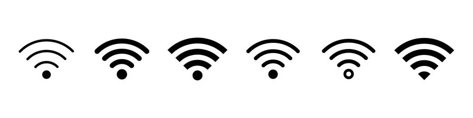Set of vector Wi-Fi and wireless network signal strength icons with varying.. Stockillustratie