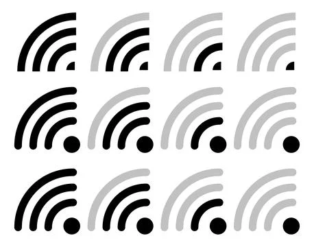Set of vector Wi-Fi icon for communication, telecommunication. Communication  Stock Illustration