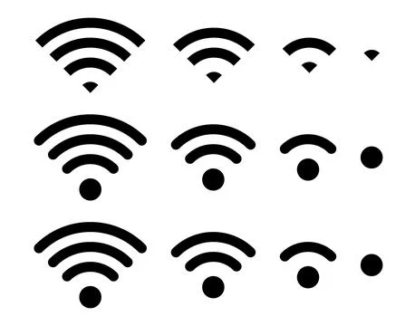 Set of vector Wi-Fi icon for communication, telecommunication. Communicatio.. Stock Illustration